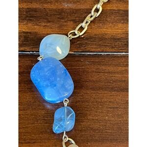 Dia & Co Women Gold Tone Multi Color Stone Resin Statement Necklace New